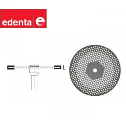 Edenta Open Meshed Diamond Disc - Fine Diamond Grit (Red) - Mounted On Mandrel - Thickness 0.15mm - Dia Ø 22mm - Max RPM 15,000 – REF 400.514.220HP – 1pc